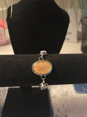 Sterling Silver Triplet Opal Rose Chalcedony Gemstone Bracelet